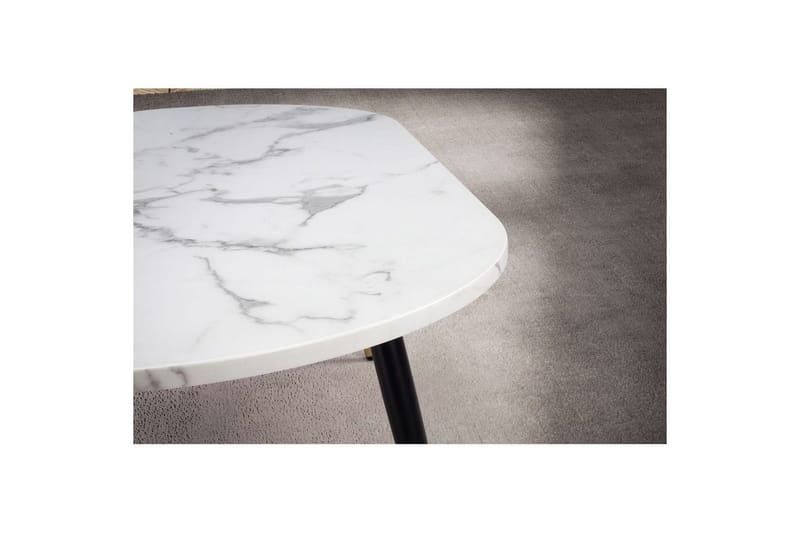 Sofabord Wohnling marmorutseende 120 cm, oval moderne stil Marmor Hvit - Marmor Hvit - Møbler - Bord - Sofabord