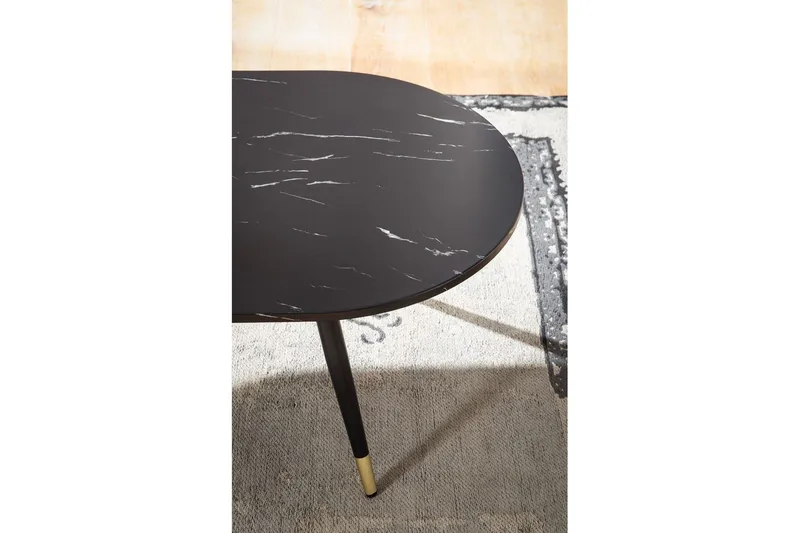 Sofabord Wohnling marmorutseende 120 cm, oval moderne stil Svart marmor - Svart marmor - Møbler - Bord - Sofabord