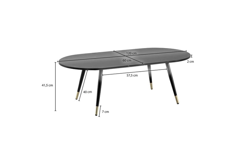 Sofabord Wohnling marmorutseende 120 cm, oval moderne stil Svart marmor - Svart marmor - Møbler - Bord - Sofabord