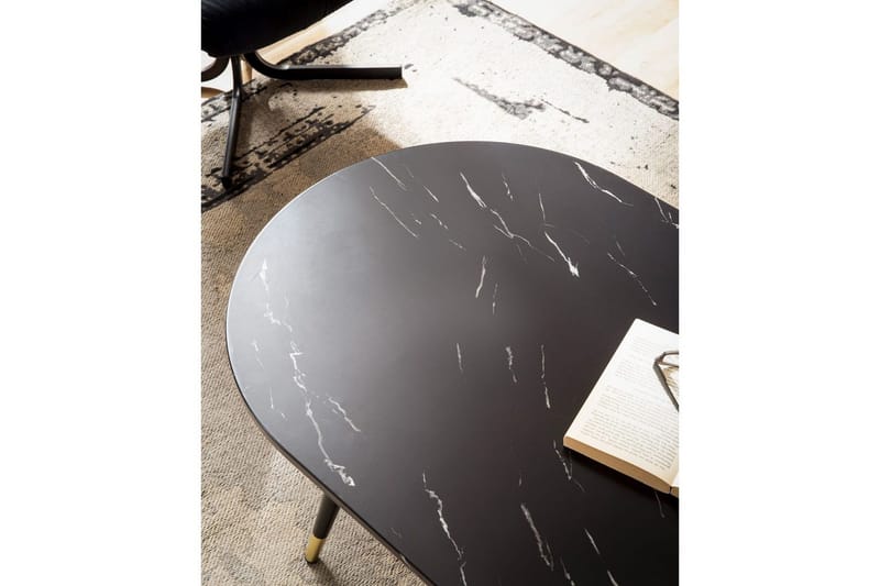 Sofabord Wohnling marmorutseende 120 cm, oval moderne stil Svart marmor - Svart marmor - Møbler - Bord - Sofabord