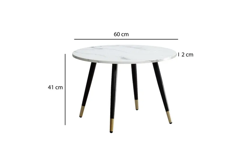 Sofabord Wohnling marmorutseende 60 cm rund, moderne stil Marmor Hvit - Marmor Hvit - Møbler - Bord - Sofabord