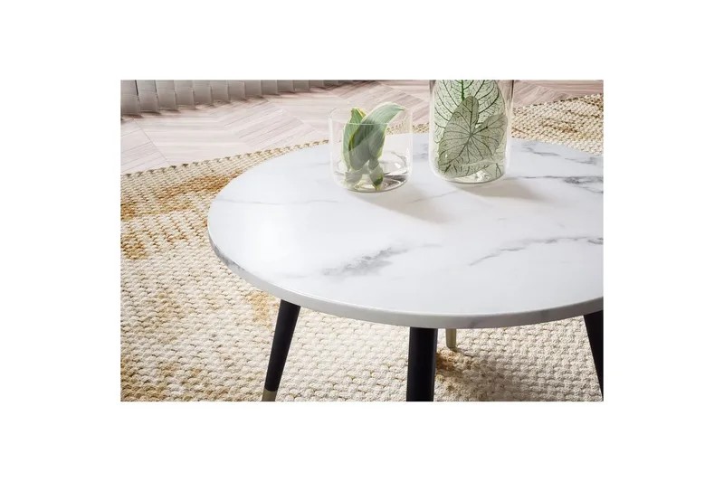 Sofabord Wohnling marmorutseende 60 cm rund, moderne stil Marmor Hvit - Marmor Hvit - Møbler - Bord - Sofabord