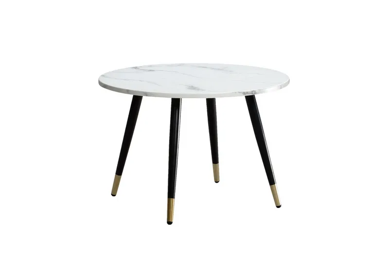 Sofabord Wohnling marmorutseende 60 cm rund, moderne stil Marmor Hvit, Marmor Hvit