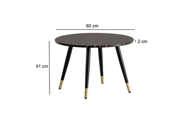 Sofabord Wohnling marmorutseende 60 cm rund, moderne stil Svart marmor - Svart marmor - Møbler - Bord - Sofabord