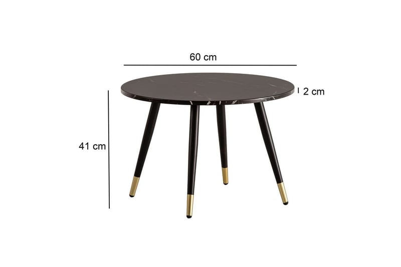 Sofabord Wohnling marmorutseende 60 cm rund, moderne stil Svart marmor - Svart marmor - Møbler - Bord - Sofabord