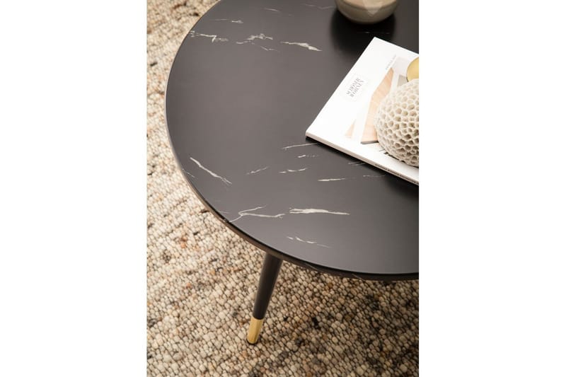 Sofabord Wohnling marmorutseende 60 cm rund, moderne stil Svart marmor - Svart marmor - Møbler - Bord - Sofabord