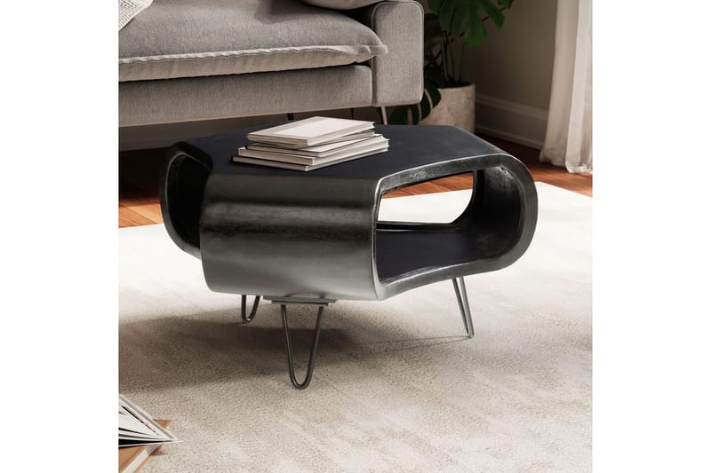 Sofabord Wohnling massivt tre, ekstravagant avrundet design, moderne, landlig stil Svart - Svart - Møbler - Bord - Sofabord