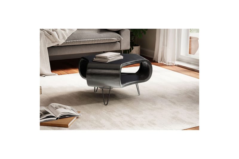 Sofabord Wohnling massivt tre, ekstravagant avrundet design, moderne, landlig stil Svart - Svart - Møbler - Bord - Sofabord