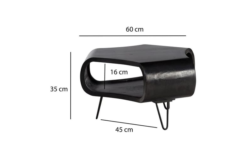 Sofabord Wohnling massivt tre, ekstravagant avrundet design, moderne, landlig stil Svart - Svart - Møbler - Bord - Sofabord