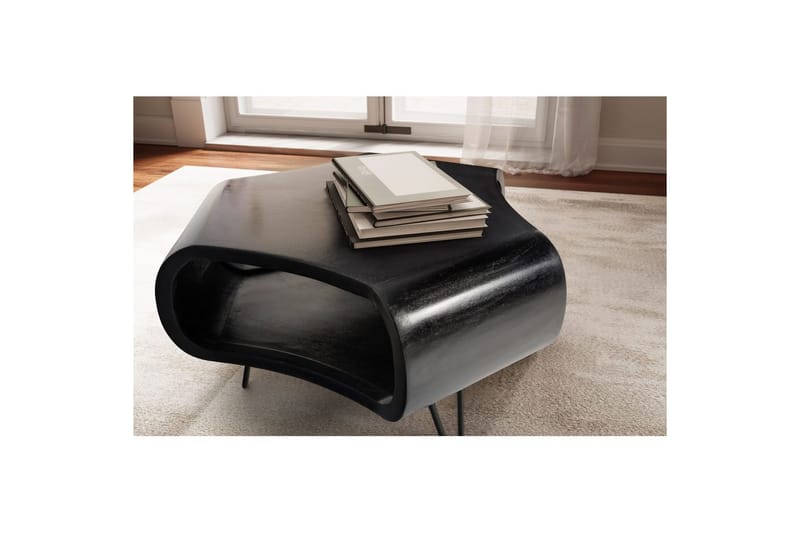 Sofabord Wohnling massivt tre, ekstravagant avrundet design, moderne, landlig stil Svart - Svart - Møbler - Bord - Sofabord