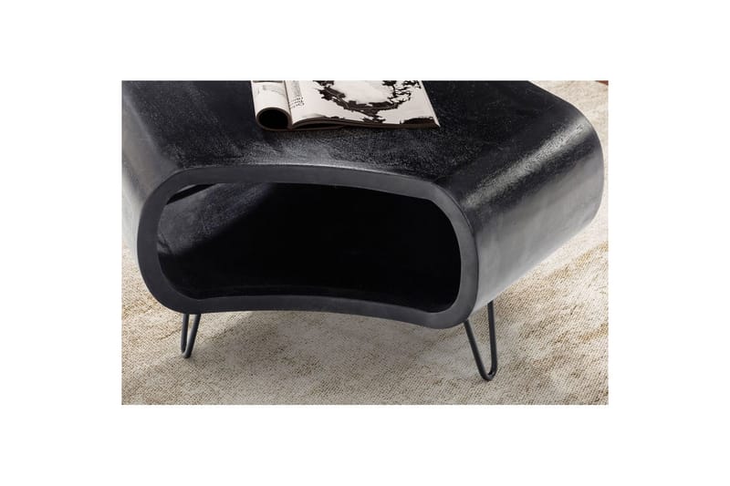 Sofabord Wohnling massivt tre, ekstravagant avrundet design, moderne, landlig stil Svart - Svart - Møbler - Bord - Sofabord