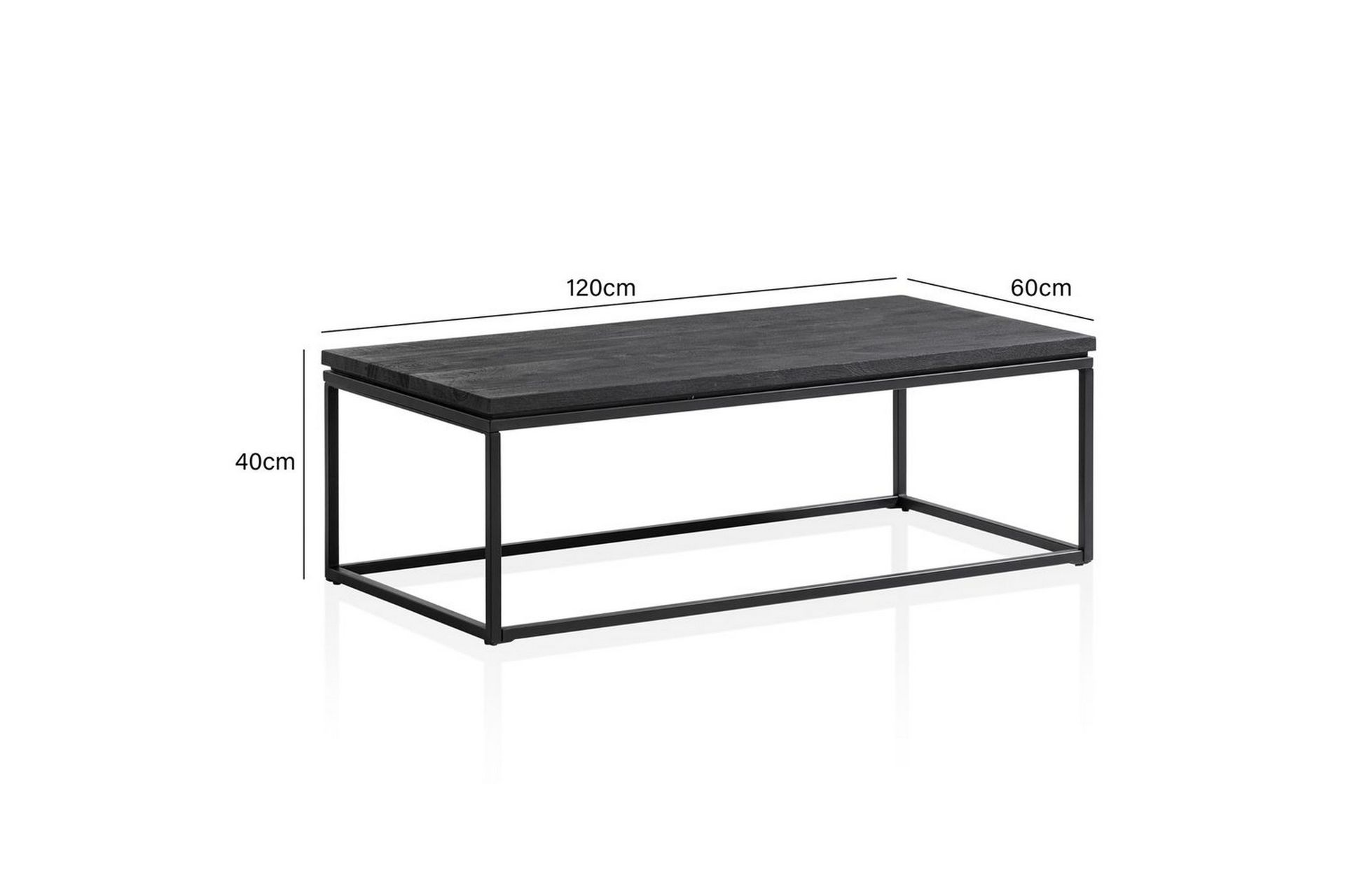 Sofabord Wohnling massivt tre, klassisk metallramme, moderne stil 120x60x40 cm - 120x60x40 cm - Møbler - Bord - Sofabord