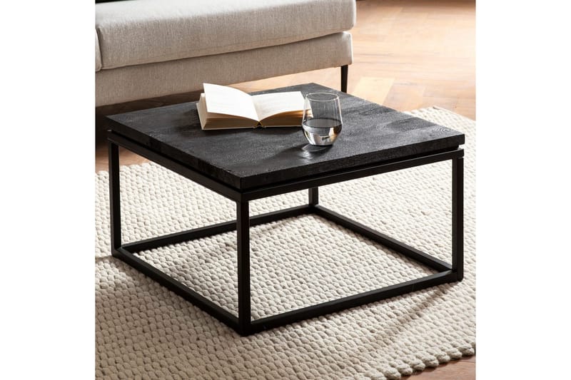 Sofabord Wohnling massivt tre, klassisk metallramme, moderne stil 60x60x35 cm - 60x60x35 cm - Møbler - Bord - Sofabord