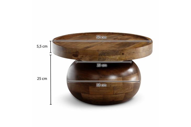 Sofabord Wohnling Massivt tre, mango, 50 cm, organisk utseende, moderne - Møbler - Bord - Sofabord