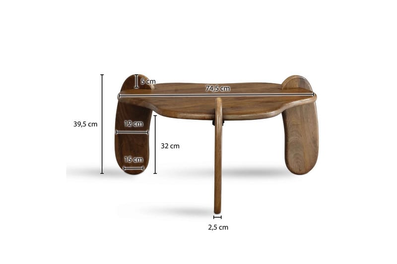 Sofabord Wohnling Massivt tre, mango, 78 cm, organisk utseende, moderne - Møbler - Bord - Sofabord