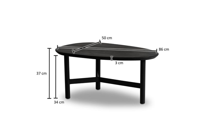 Sofabord Wohnling Massivt tre, nyreformet, 3-beins ramme, moderne - Møbler - Bord - Sofabord