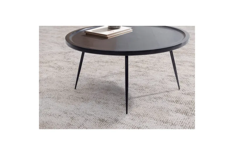 Sofabord Wohnling massivt tre, rund 75 cm med nåleben, landlig stil Svart - Svart - Møbler - Bord - Sofabord