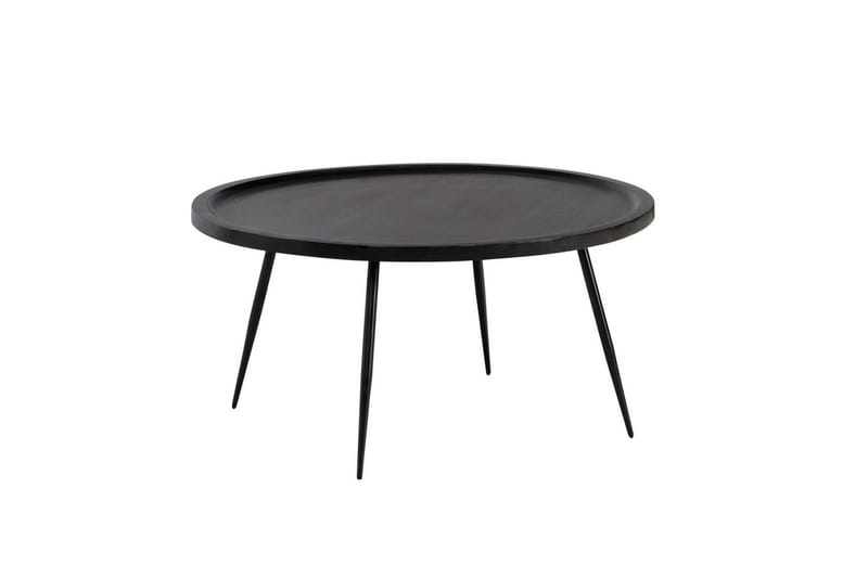 Sofabord Wohnling massivt tre, rund 75 cm med nåleben, landlig stil Svart - Svart - Møbler - Bord - Sofabord