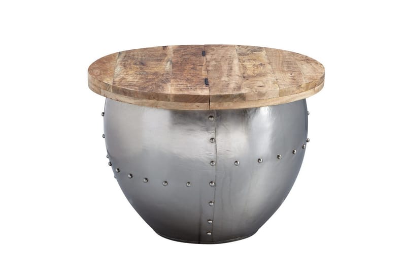 Sofabord Wohnling Massivt tre 60 cm industriell med naglet lagringsplass - Møbler - Bord - Sofabord