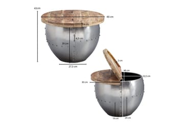 Sofabord Wohnling Massivt tre 60 cm Industrielt med nagler og oppbevaringsrom - Møbler - Bord - Sofabord