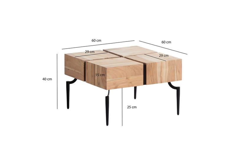 Sofabord Wohnling massivt tre 60 cm kube, kvadratisk, moderne stil lys brun - lys brun - Møbler - Bord - Sofabord