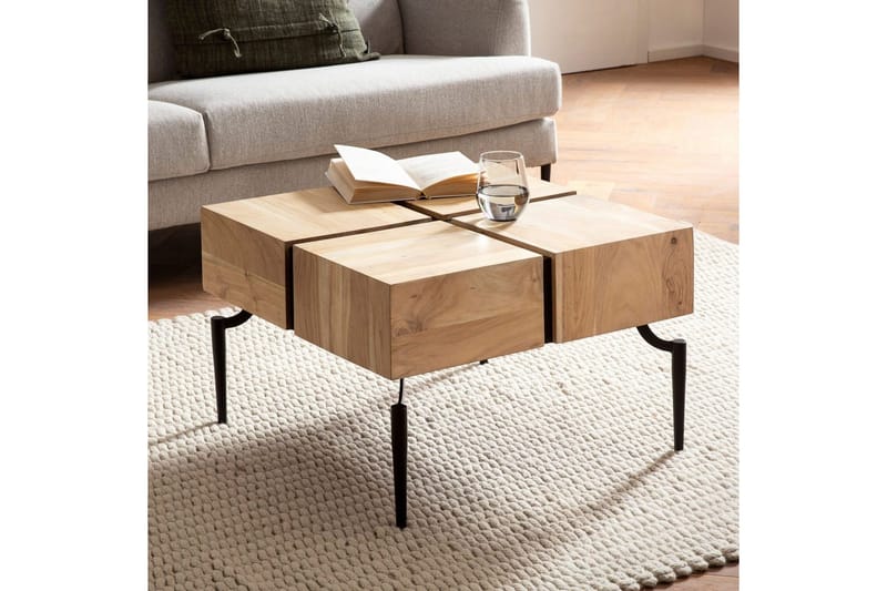 Sofabord Wohnling massivt tre 60 cm kube, kvadratisk, moderne stil lys brun - lys brun - Møbler - Bord - Sofabord