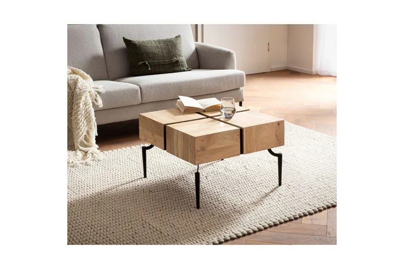 Sofabord Wohnling massivt tre 60 cm kube, kvadratisk, moderne stil lys brun - lys brun - Møbler - Bord - Sofabord