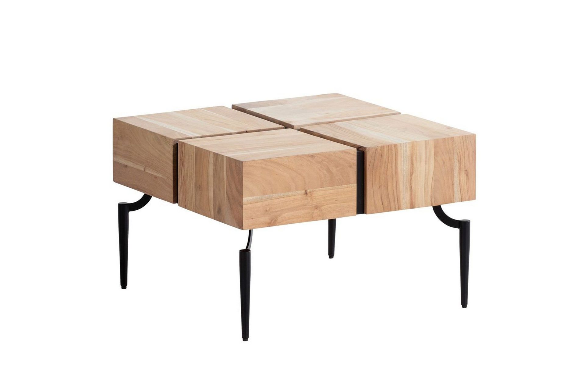 Sofabord Wohnling massivt tre 60 cm kube, kvadratisk, moderne stil lys brun - lys brun