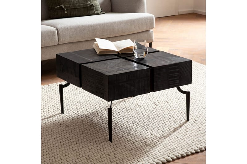 Sofabord Wohnling massivt tre 60 cm kube, kvadratisk, moderne stil Svart - Svart - Møbler - Bord - Sofabord