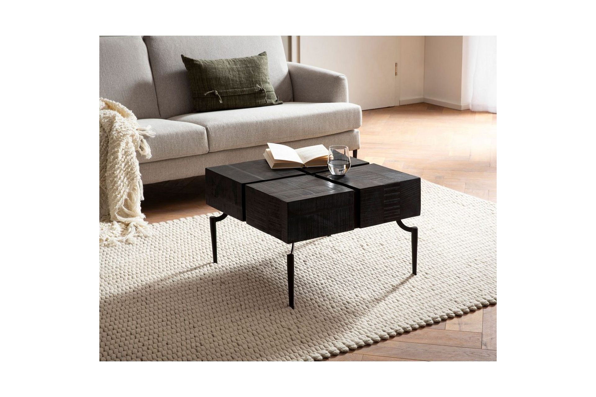 Sofabord Wohnling massivt tre 60 cm kube, kvadratisk, moderne stil Svart - Svart - Møbler - Bord - Sofabord