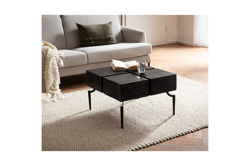 Sofabord Wohnling massivt tre 60 cm kube, kvadratisk, moderne stil Svart - Svart - Møbler - Bord - Sofabord