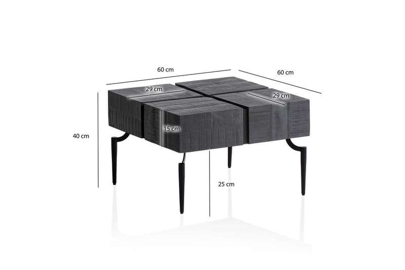 Sofabord Wohnling massivt tre 60 cm kube, kvadratisk, moderne stil Svart - Svart - Møbler - Bord - Sofabord