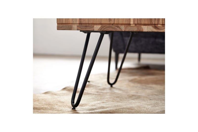 Sofabord Wohnling Massivt tre 60 cm kvadratisk med 4 oppbevaringsbrett i landlig stil - Møbler - Bord - Sofabord