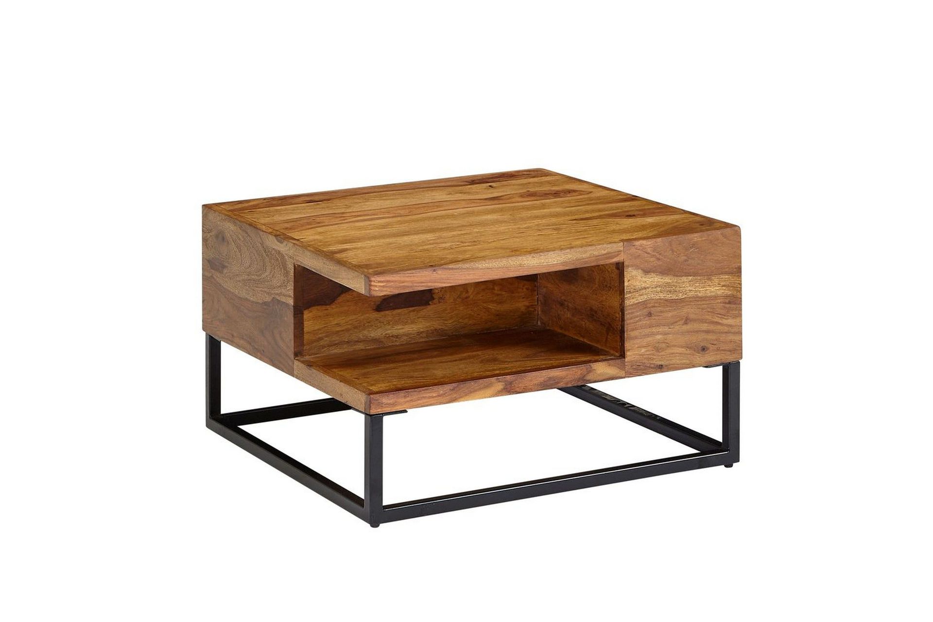 Sofabord Wohnling Massivt tre 60 cm kvadratisk med brett i landlig stil -