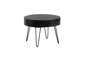 Sofabord Wohnling massivt tre 60 cm rund med skuff, landlig stil Svart - Svart - Møbler - Bord - Sofabord