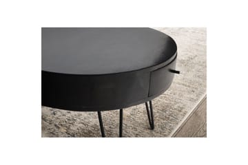 Sofabord Wohnling massivt tre 60 cm rund med skuff, landlig stil Svart - Svart - Møbler - Bord - Sofabord