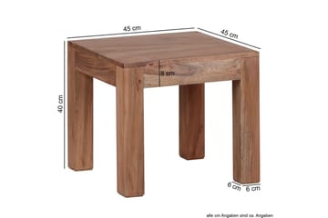 Sofabord Wohnling Massivt tre landlig stil klassisk håndlaget 45x45 cm, Akasie - 45x45 cm, Akasie - Møbler - Bord - Sofabord