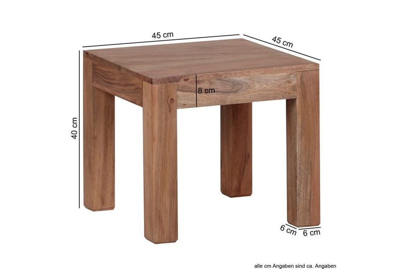 Sofabord Wohnling Massivt tre landlig stil klassisk håndlaget 45x45 cm, Akasie - 45x45 cm, Akasie - Møbler - Bord - Sofabord