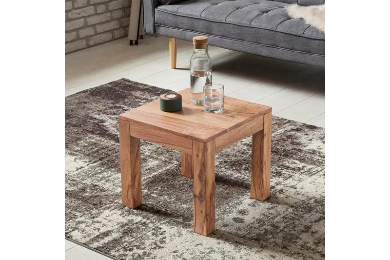 Sofabord Wohnling Massivt tre landlig stil klassisk håndlaget 45x45 cm, Akasie - 45x45 cm, Akasie - Møbler - Bord - Sofabord