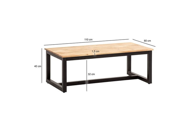 Sofabord Wohnling Massivt tre med industrielle metallben landlig stil - Møbler - Bord - Sofabord
