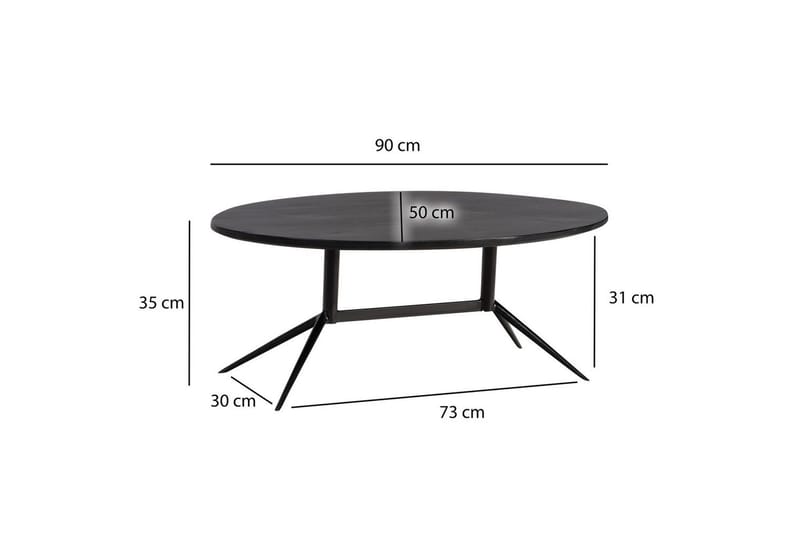 Sofabord Wohnling Massivt tre oval 90 cm moderne - Møbler - Bord - Sofabord