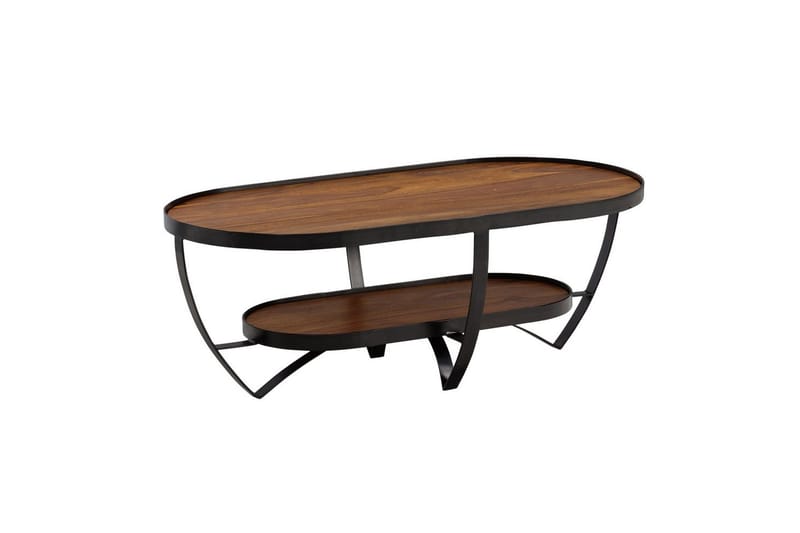 Sofabord Wohnling Massivt tre oval industriell stil med oppbevaring - Møbler - Bord - Sofabord