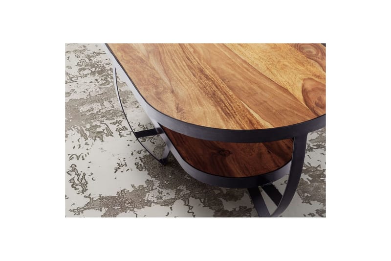 Sofabord Wohnling Massivt tre oval industriell stil med oppbevaring - Møbler - Bord - Sofabord