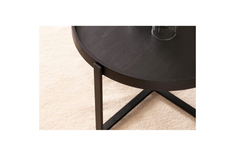 Sofabord Wohnling Massivt treverk rund 60 cm med klassisk utseende metallramme moderne - Møbler - Bord - Sofabord