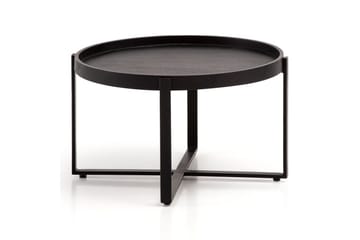 Sofabord Wohnling Massivt treverk rund 60 cm med klassisk utseende metallramme moderne - Møbler - Bord - Sofabord
