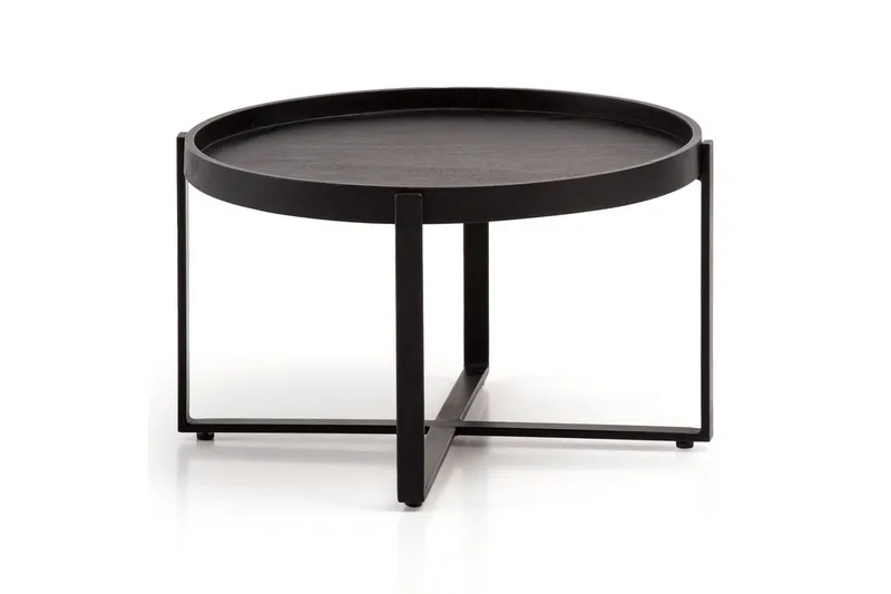 Sofabord Wohnling Massivt treverk rund 60 cm med klassisk utseende metallramme moderne, undefined