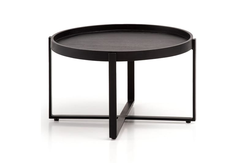 Sofabord Wohnling Massivt treverk rund 60 cm med klassisk utseende metallramme moderne - Møbler - Bord - Sofabord