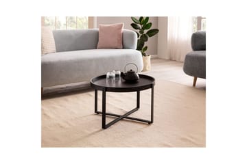 Sofabord Wohnling Massivt treverk rund 60 cm med klassisk utseende metallramme moderne - Møbler - Bord - Sofabord