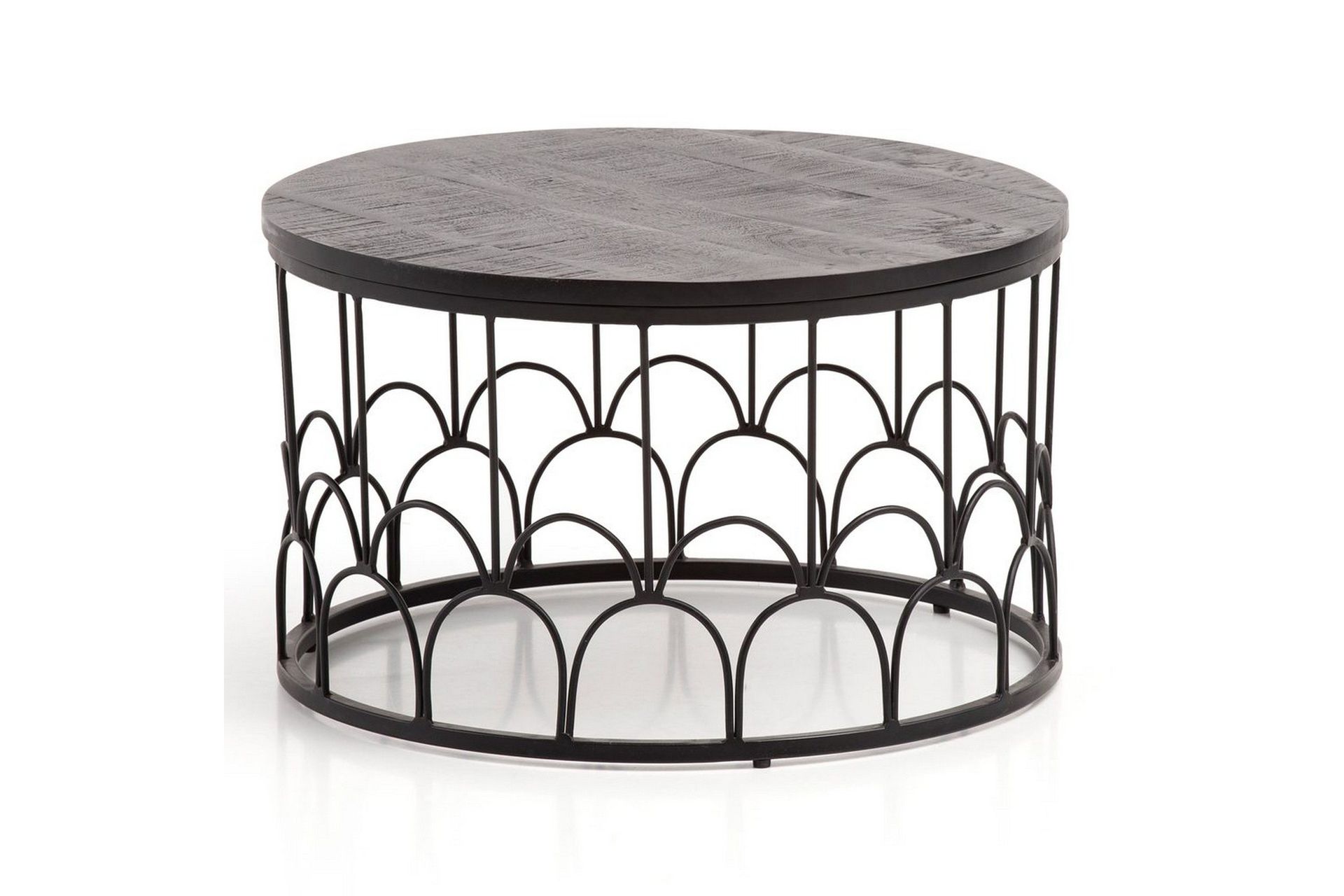 Sofabord Wohnling Massivt treverk rund 60 cm med moderne metallramme moderne -