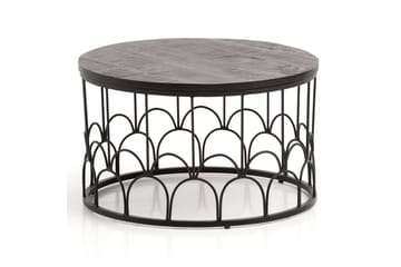 Sofabord Wohnling Massivt treverk rund 60 cm med moderne metallramme moderne - Møbler - Bord - Sofabord